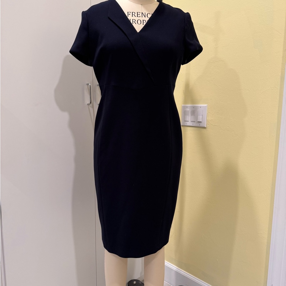 LK Bennett Midnight Blue V-Neck Short Sleeve Dress